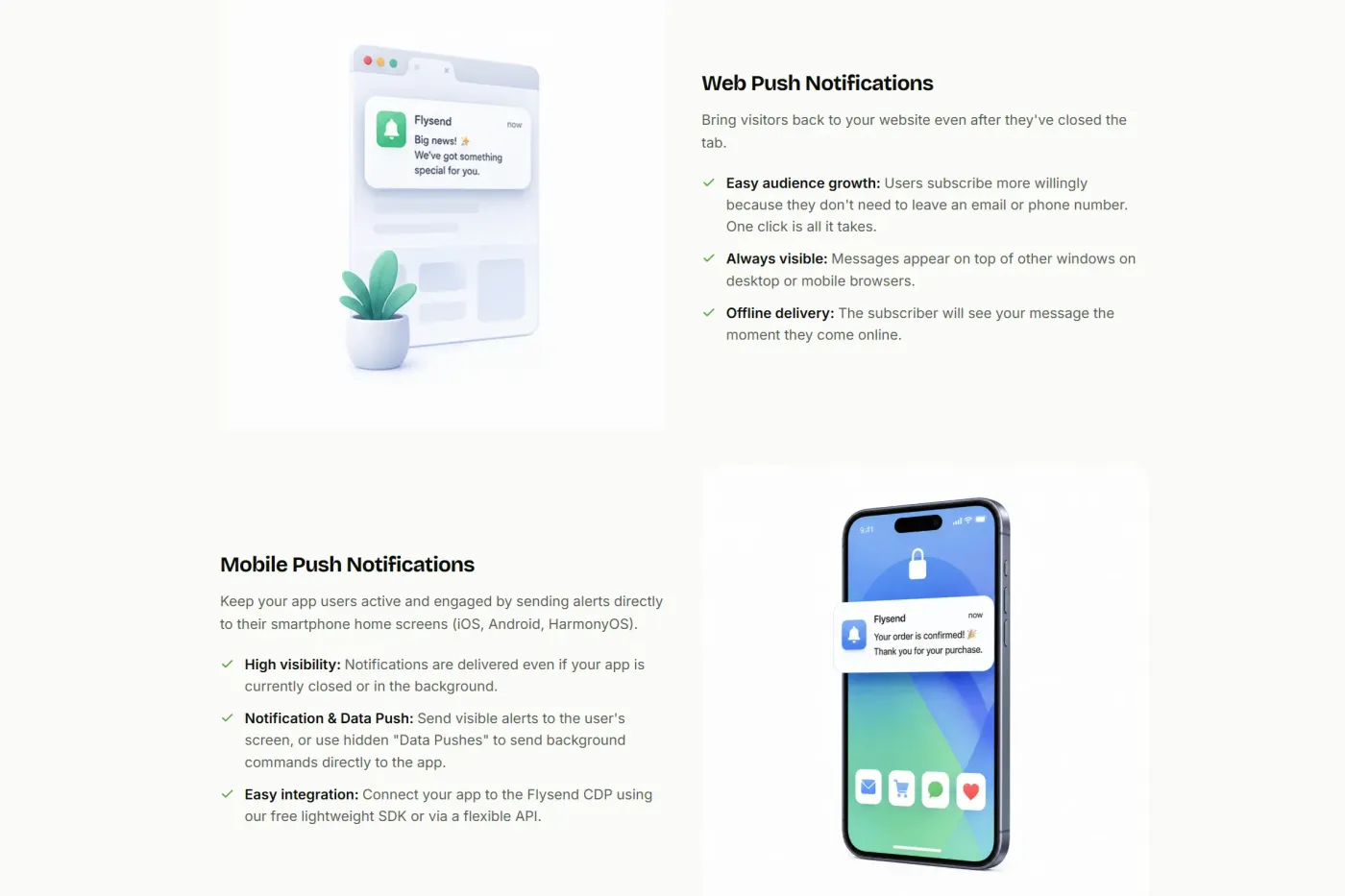 Push channel page detailing web push and mobile push notifications