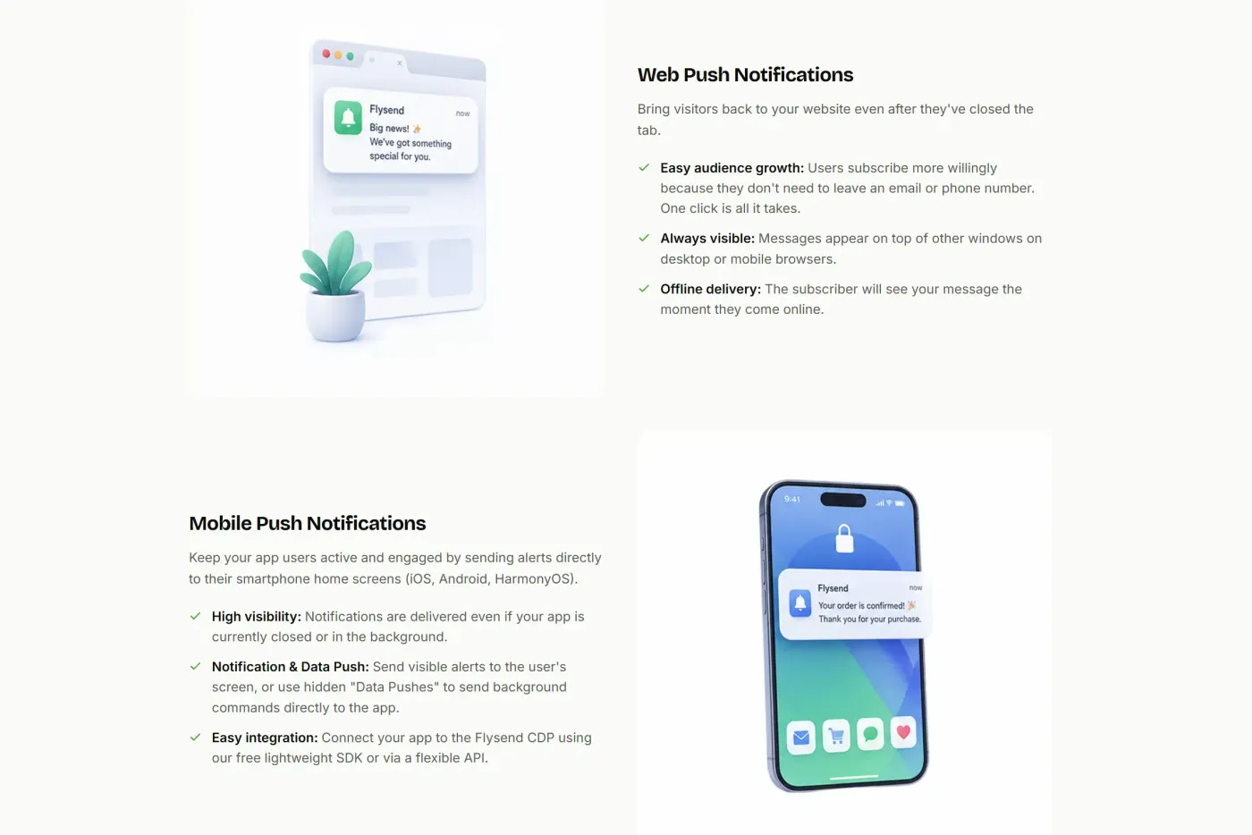 Push channel page detailing web push and mobile push notifications